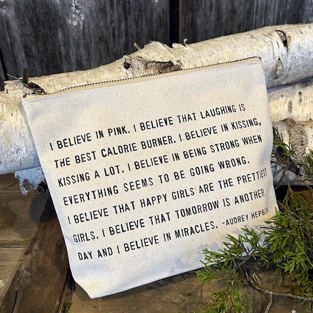 I Believe In Pink Canvas Zip Bag