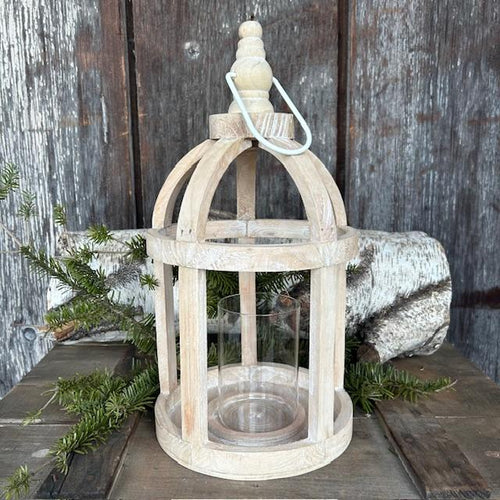 Rustic Wood Whitewash Lantern