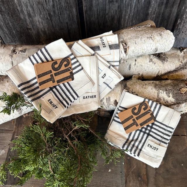 Sip & Enjoy Cloth Cocktail Napkins (set/4)