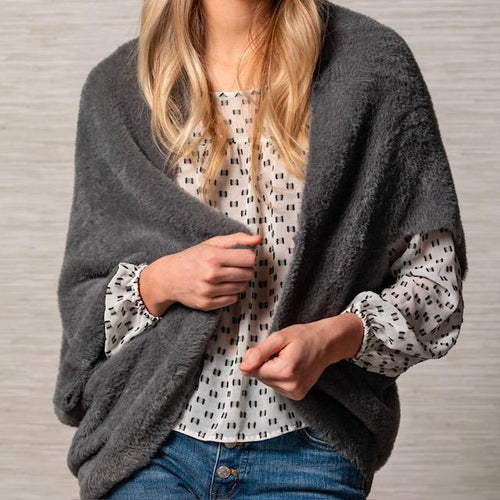 Soft Knit Cocoon Shawl - Charcoal