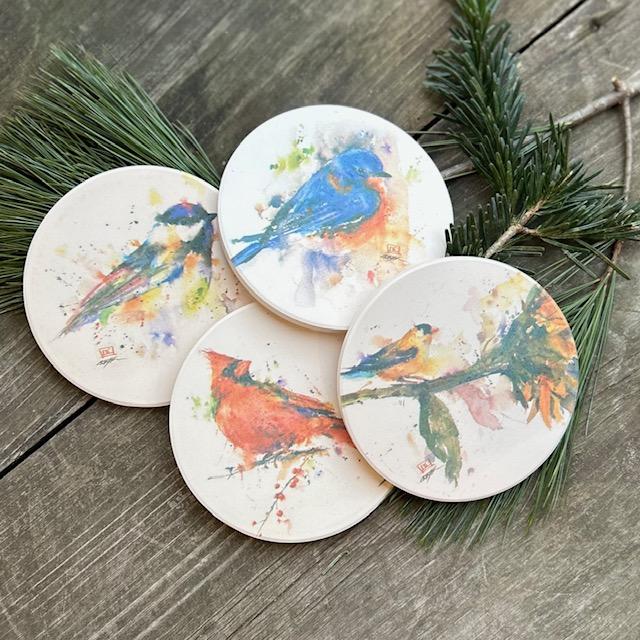 Coaster Set of 4 Songbirds by Dean Crouser